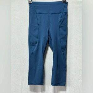 Lululemon Size 4 Break Free Crop Legging W/ Pocket Color Night Tide Blue
